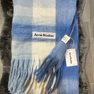 Acne Studios Sky Blue and Cream Scarf